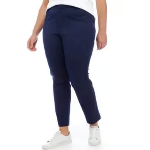NWT Crown & Ivy Women's Navy Blue Cary Stretch Ankle Trouser Pants - Picture 1 of 10